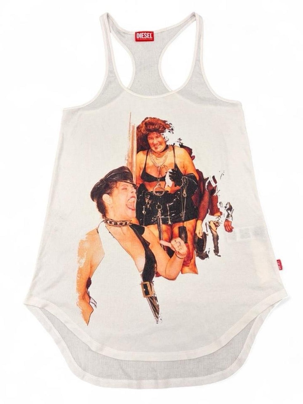 Diesel White Tank with Red Logo Tag